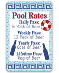 Pool Rates - Metal Sign by Lone Star Art