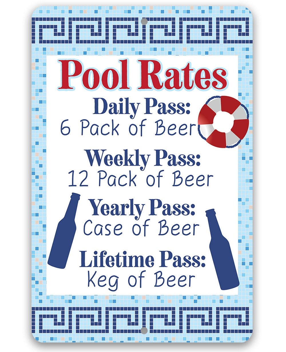 Pool Rates - Metal Sign by Lone Star Art