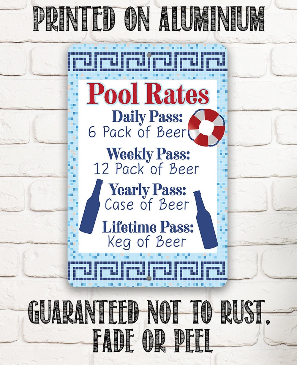 Pool Rates - Metal Sign by Lone Star Art