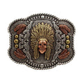 Nocona Feathered Headdress - Men's Belt Buckle
