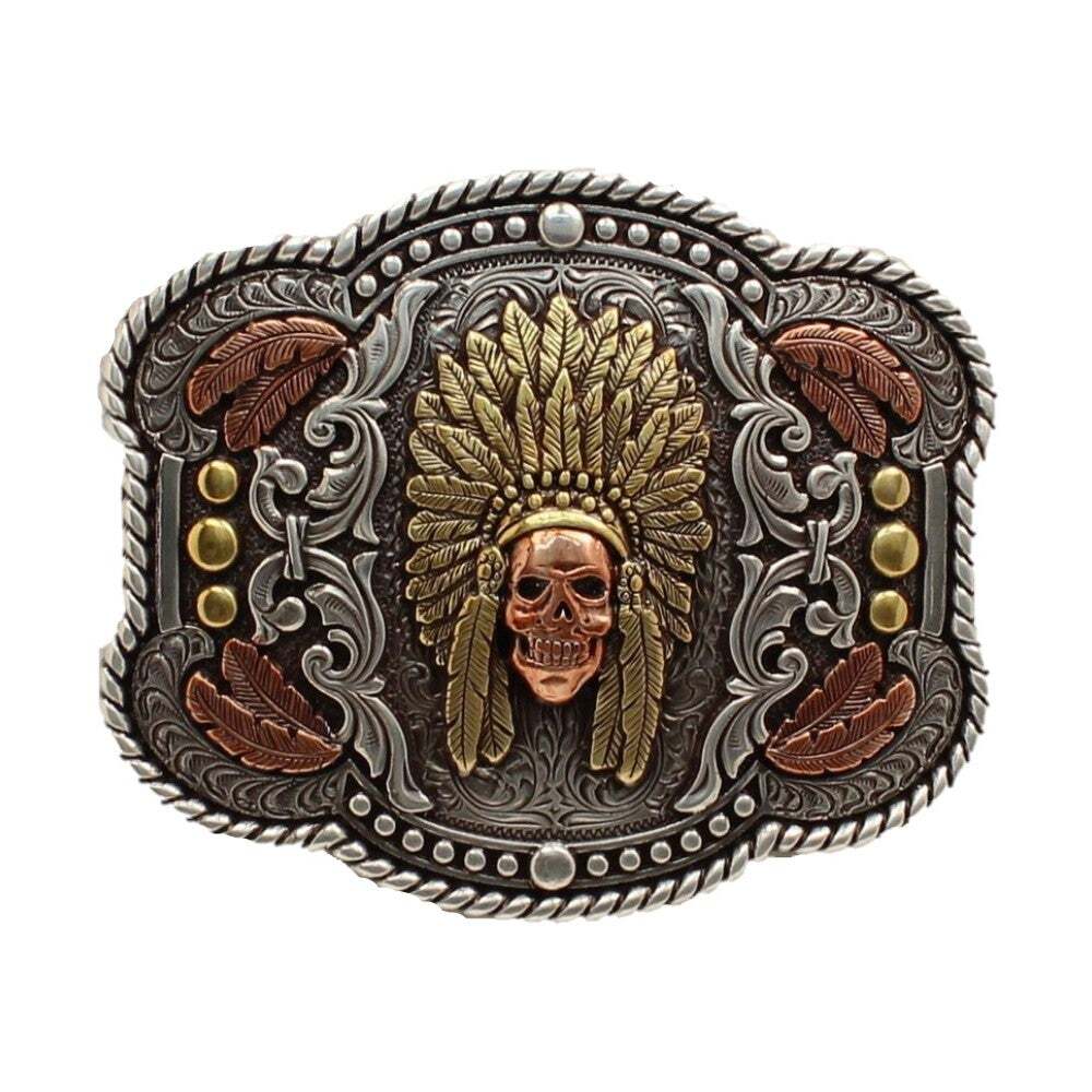 Nocona Feathered Headdress - Men's Belt Buckle