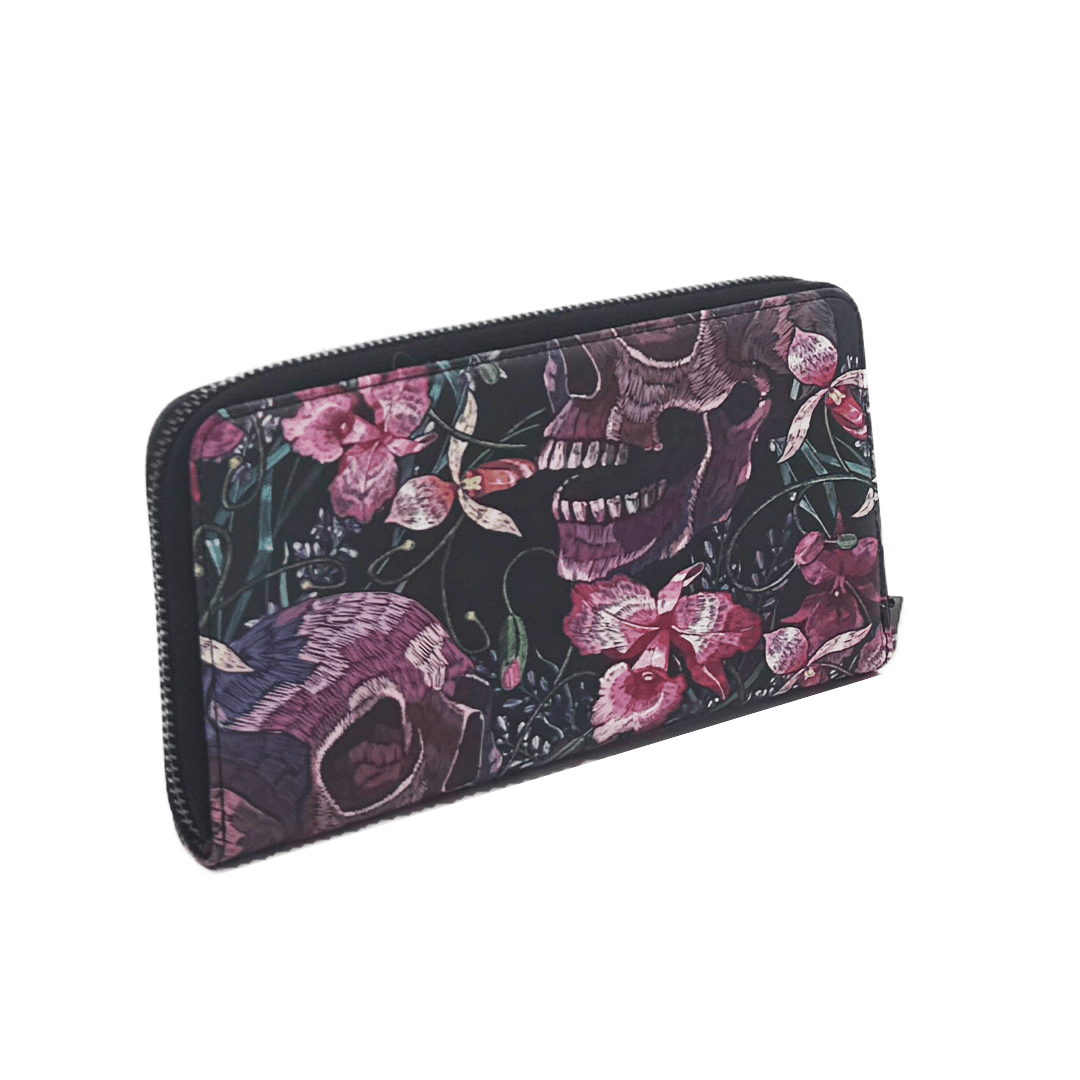 Skulls & Flowers Clutch Wallet