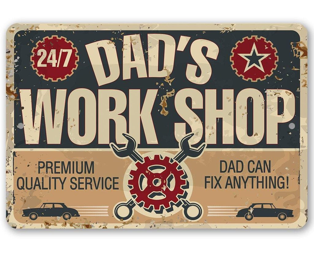 Dad's Work Shop - Metal Sign by Lone Star Art