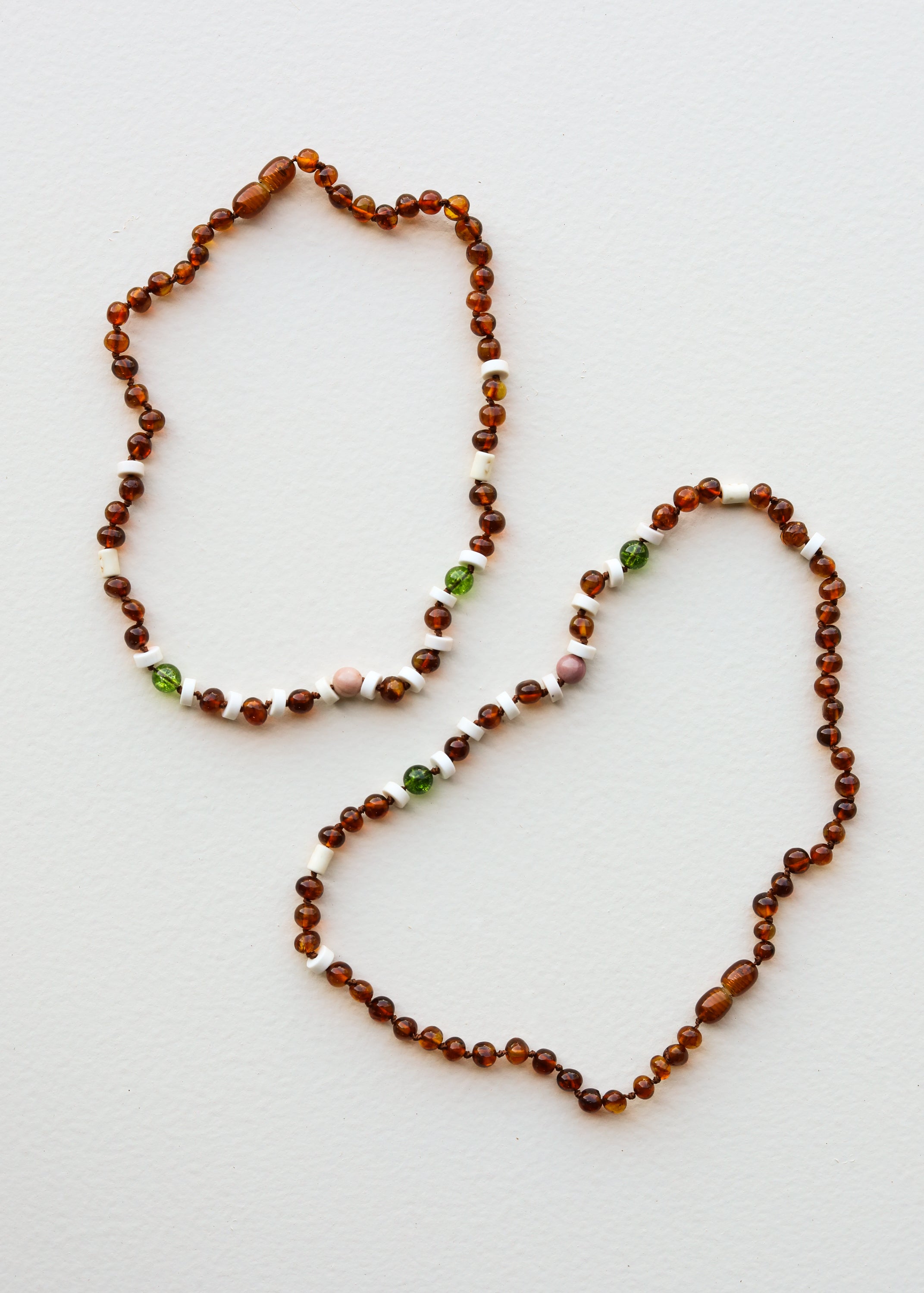 CanyonLeaf Cognac Baltic Sea Amber || Peridot + Rhodonite || Necklace
